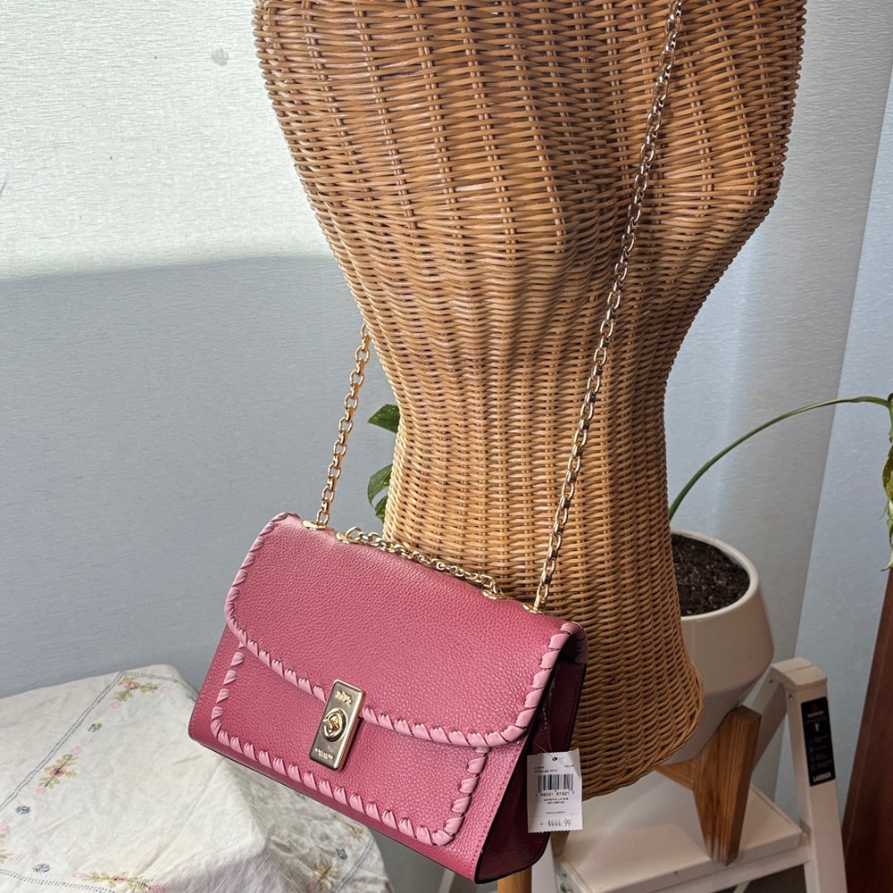 NWT Coach Lane shoulder bag in gold shell pink pebble leather purse - Picture 6 of 7